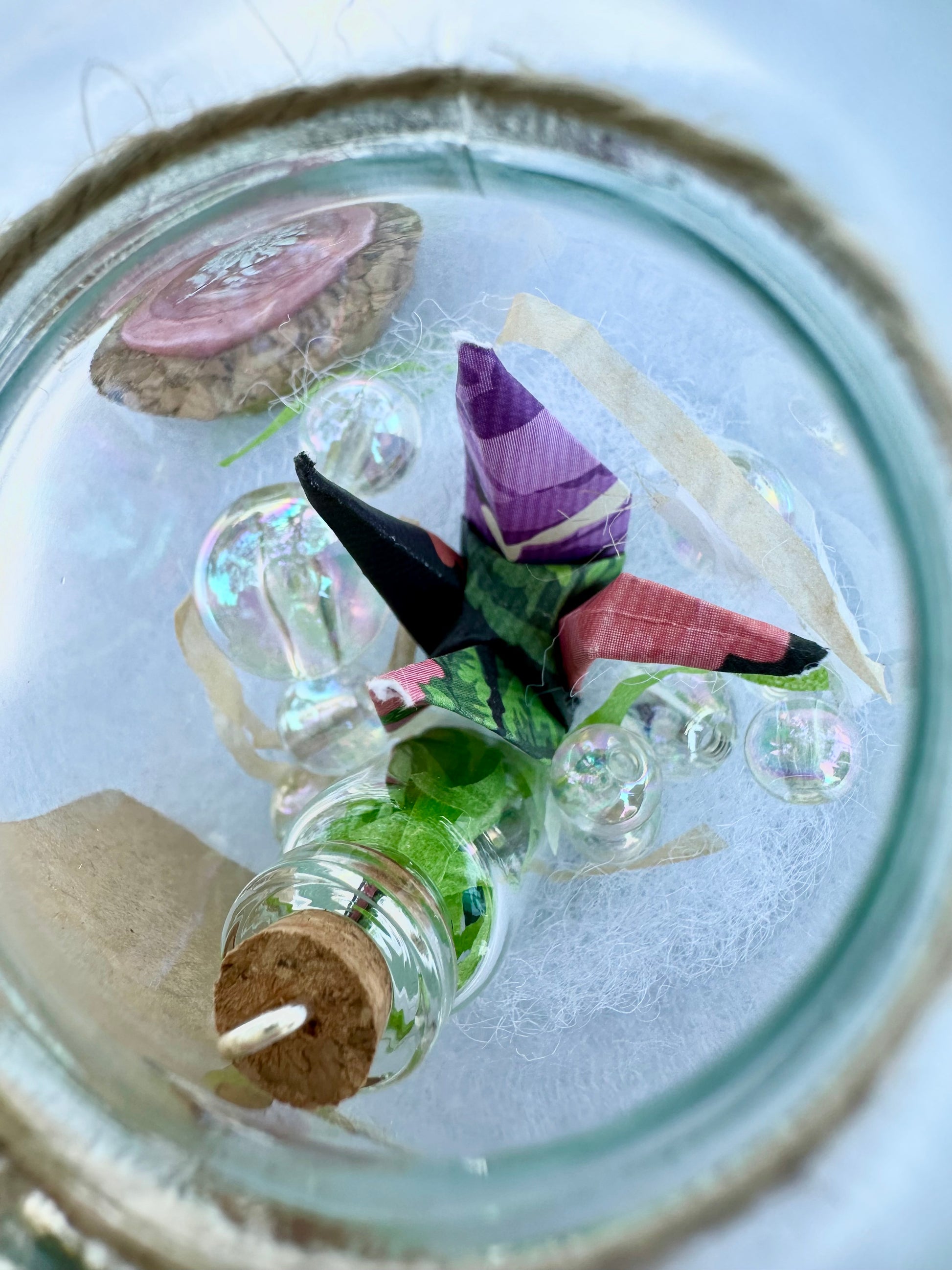 Fairy potion green origami crane