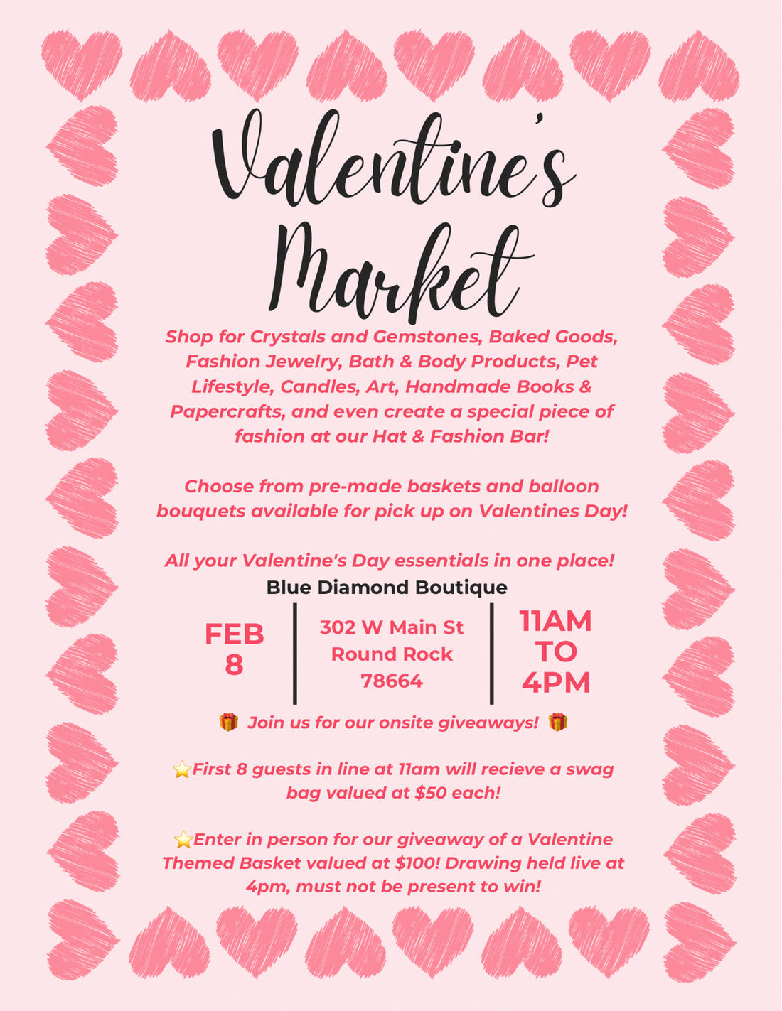 Blue Diamond Boutique's Valentine's Market 2/8/25