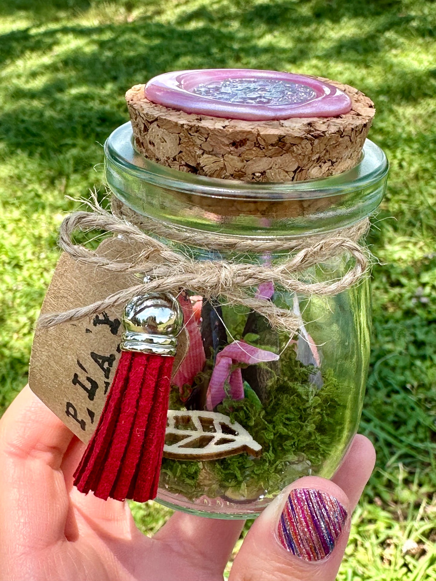 Origami crane jar art pink