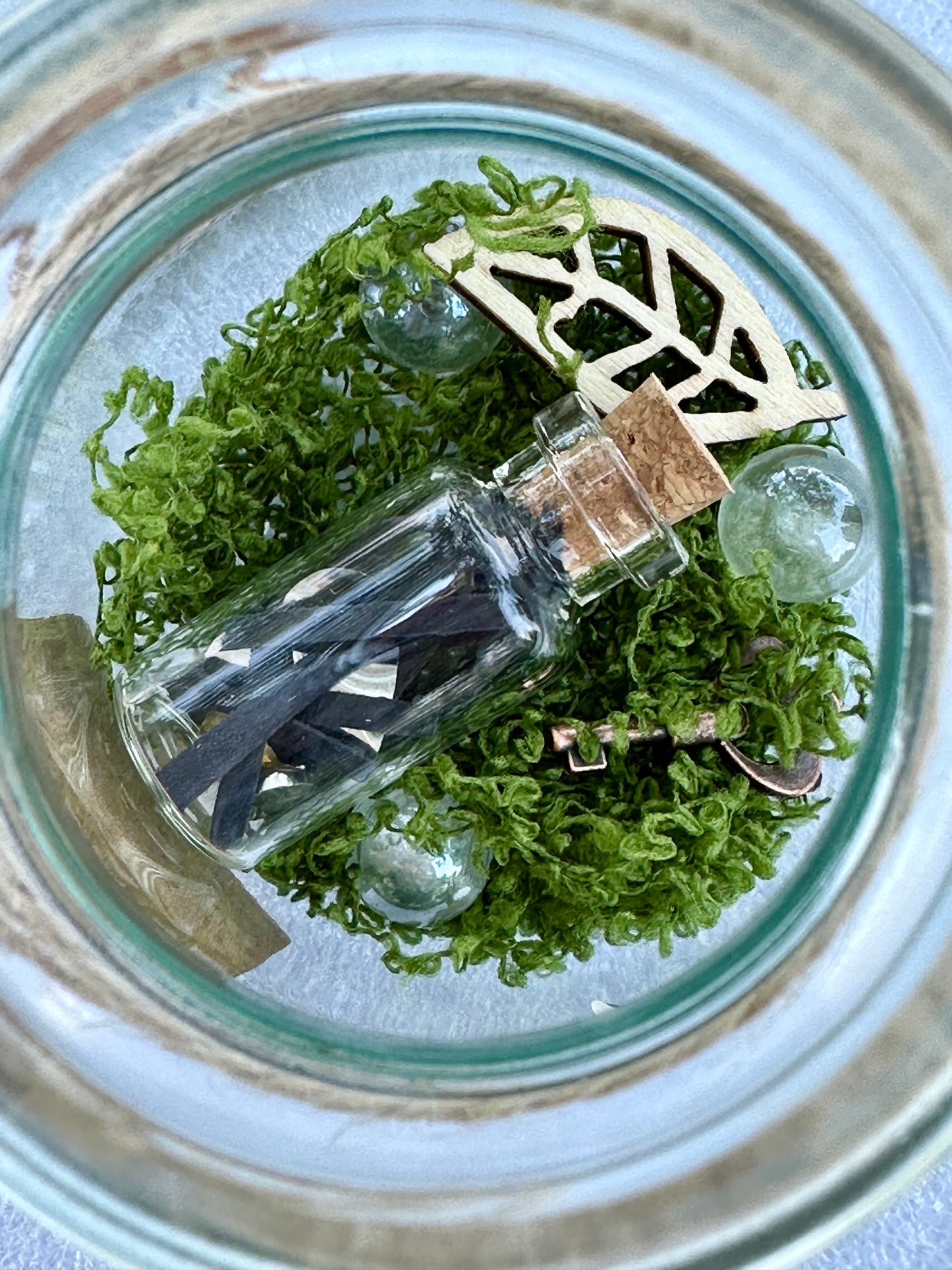 Close up of fairy potion bottle interior