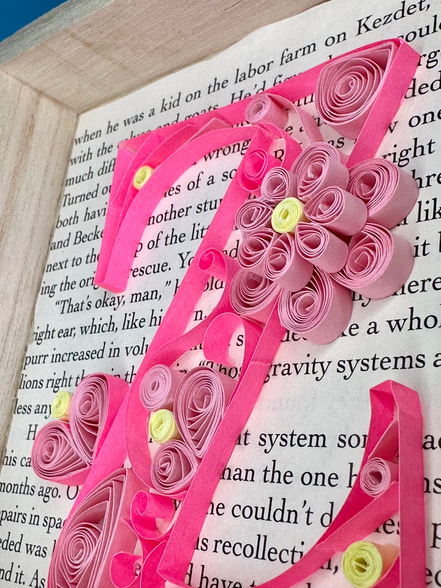 Hot pink quilling art