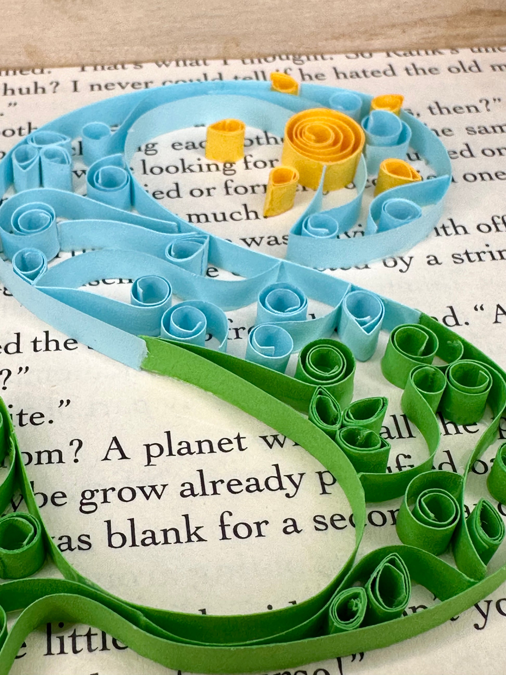 Close up of handmade paper quilling