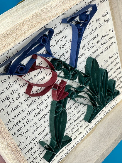 Angled picture of custom quilling art