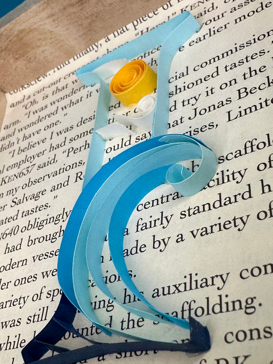 Handmade quilling letter I