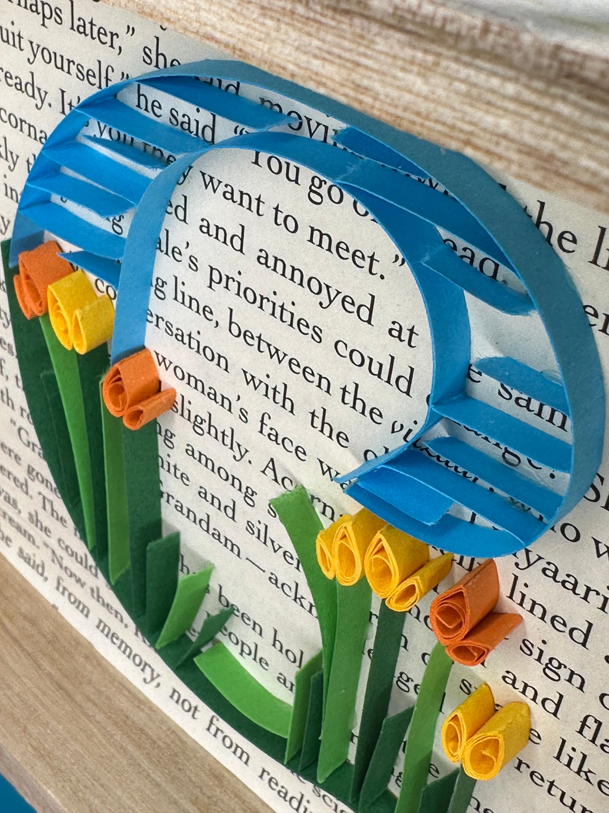 Close up example of handmade quilling