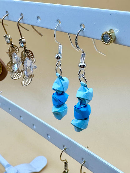 Sterling silver blue paper earrings