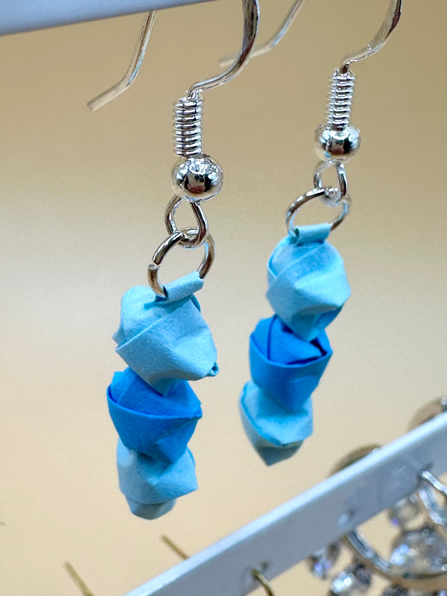 Blue origami earrings