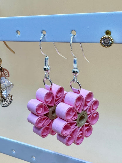 Silver quilling paper earrings floral